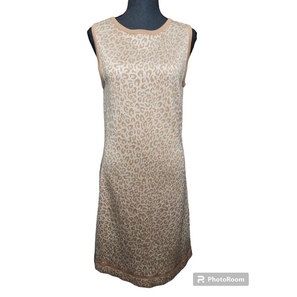 ST. JOHN LEAPORD PRINT BODY CONTOURING DRESS SIZE S